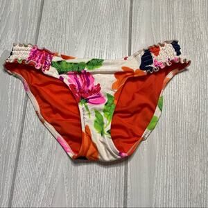 Seafolly Australia Women's White & Orange Floral Swim Bikini Bottoms Size 8